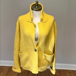 Ann Taylor mustard Yellow/ gold chicks sweater   Jacket cardigan size L